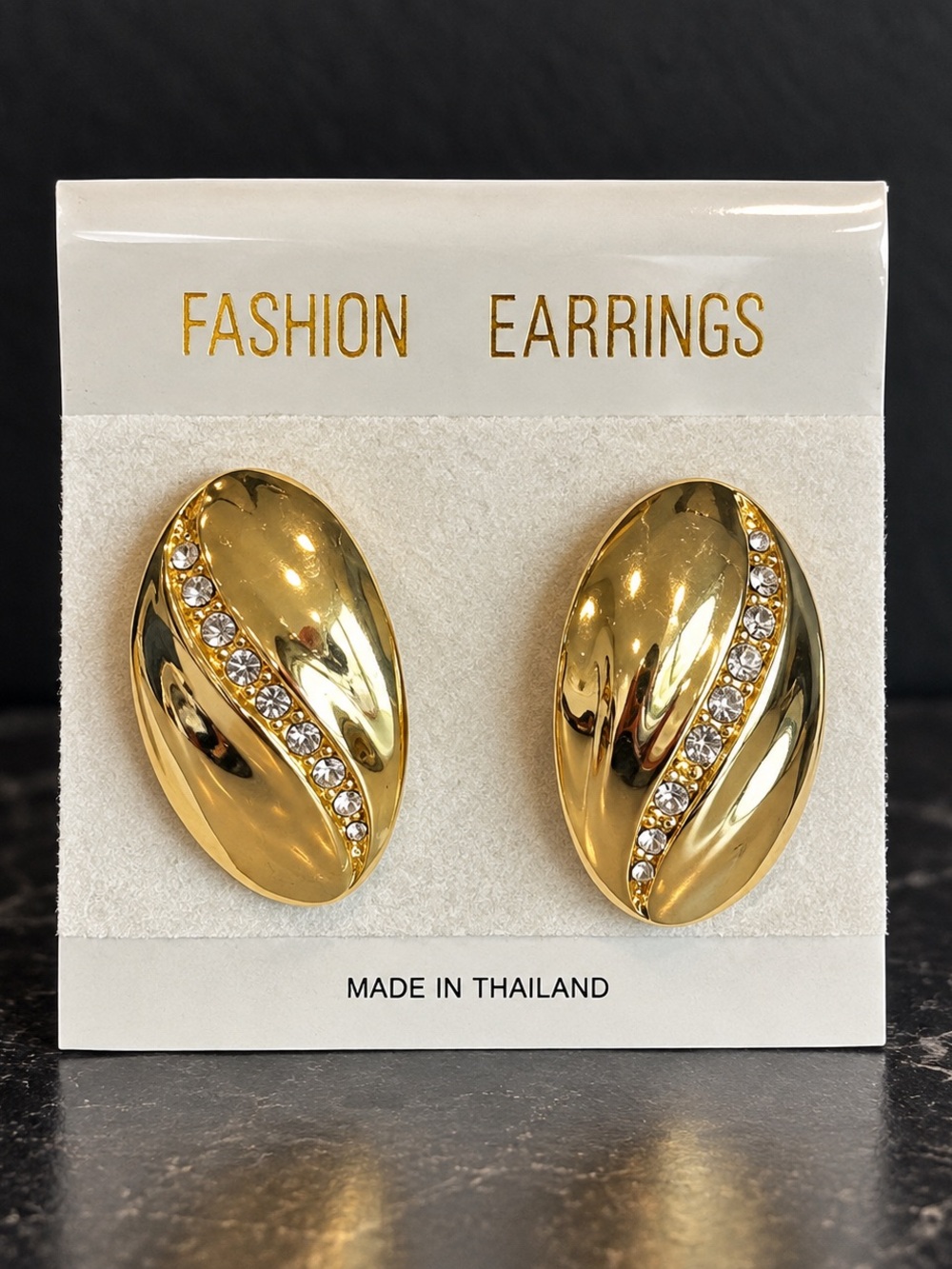 Gold Rhinestone Statement Earrings Chunky 80s Inspired Vintage Style